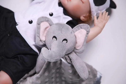 Elephant Security Blanket, Soft Lovey Unisex Lovie Baby Gifts for Newborn Boys and Girls Snuggle Toy Stuffed Animal Grey 16 Inch
