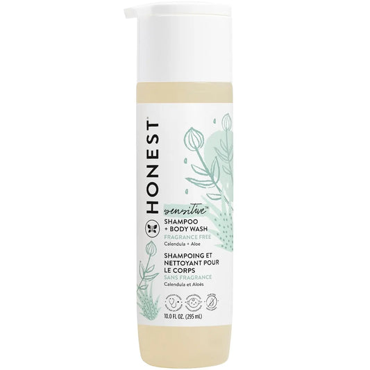 2-In-1 Cleansing Shampoo + Body Wash for Sensitive Skin | Gentle for Baby | Naturally Derived, Tear-Free, Hypoallergenic | Fragrance Free, 10 Fl Oz