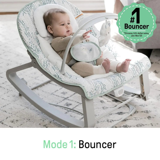 Keep Cozy 3-In-1 Grow with Me Vibrating Baby Bouncer Seat & Infant to Toddler Rocker, Vibrations & -Toy Bar, 0-30 Months up to 40 Lbs (Spruce)