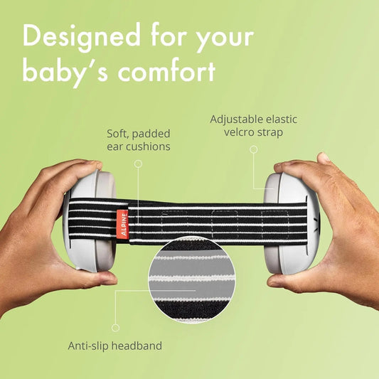 Muffy Baby Ear Protection for Babies and Toddlers up to 36 Months - CE & ANSI Certified - Noise Reduction Earmuffs - Comfortable Baby Headphones against Hearing Damage & Improves Sleep - Black