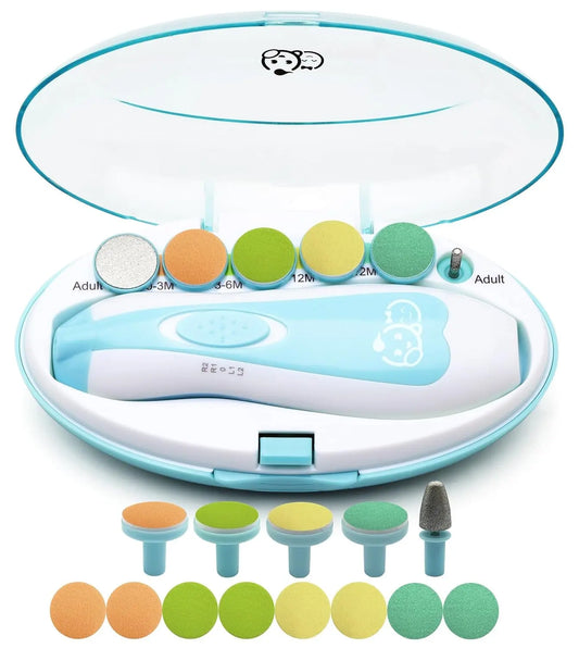 Baby Nail Trimmer 21 in 1, with Labeled Case, Includes 13 Extra Replacement Tools,  Baby Electric Nail Kit, Baby Nail Care, Nail File Newborn Toddler Toes & Fingernails Clipper (Blue)
