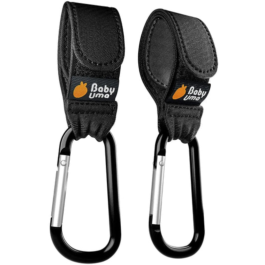 Stroller Hooks for Bags (2 Pack) - Universal Stroller Clips and Hooks, Non-Slip with One-Hand Opening, 11 Lb Weight Capacity, Baby Travel Essential