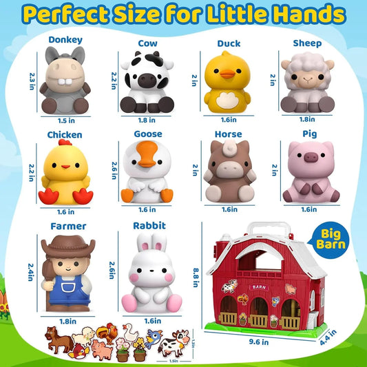 Toys for 1 2 3 Years Old Boys Girls, Big Red Barn Farm Animal Playset for Boys Girls, Learning Toys, Montessori Toys, Christmas Birthday Easter Gift for Baby Kids Toddlers Age 12-18 Months