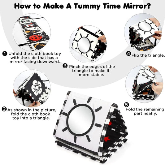 Black and White Baby Toys, High Contrast Newborn Toys 0-3 Months Brain Development, Tummy Time Toys, Soft Baby Book, Infant Visual Stimulation Montessori Sensory Toys 0-6-12 Months Shower Gift