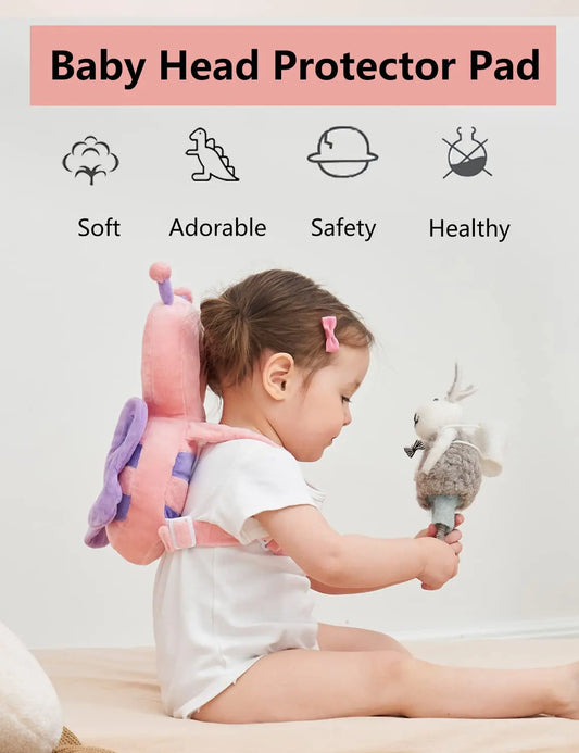 Toddler Baby Head Protection Cushion Backpack Wear,Pink Butterfly
