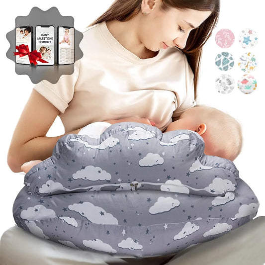 Nursing Pillow – plus Size Breastfeeding Pillows with Security Fence for Enhanced Support & Comfort – Removable Cotton Cover, Adjustable Waist Strap, Newborn Essentials Must Haves Baby Registry Search