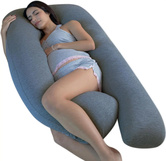 Pregnancy Pillows, U-Shape Full Body Pillow - Solid – Cooling Removable Cover Dark Grey – Pregnancy Pillows for Sleeping – Body Pillows for Adults, Maternity Pillow and Pregnancy Must Haves