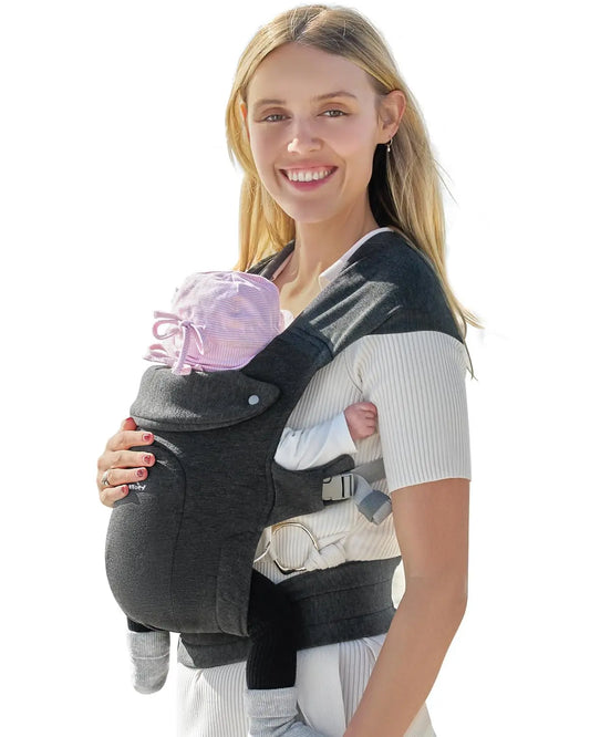 Baby Carrier, Cozy Baby Wraps Carrier, Ergonomic Baby Carrier Newborn to Toddler with Head Support, Deep Grey