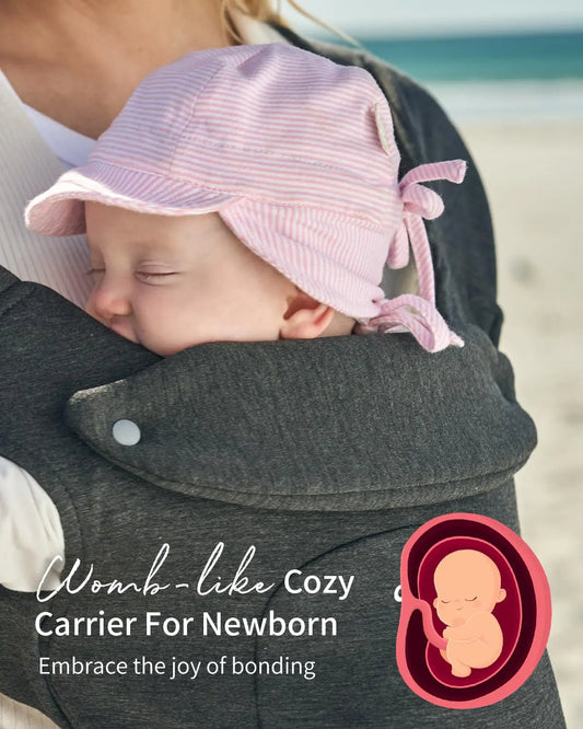 Baby Carrier, Cozy Baby Wraps Carrier, Ergonomic Baby Carrier Newborn to Toddler with Head Support, Deep Grey