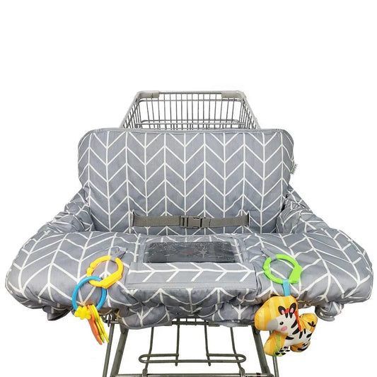Shopping Cart Cover for Baby  Cotton High Chair Cover, Reversible, Machine Washable for Infant, Toddler, Boy or Girl (Grey Arrow Print)