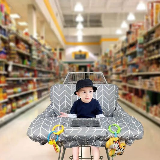 Shopping Cart Cover for Baby  Cotton High Chair Cover, Reversible, Machine Washable for Infant, Toddler, Boy or Girl (Grey Arrow Print)