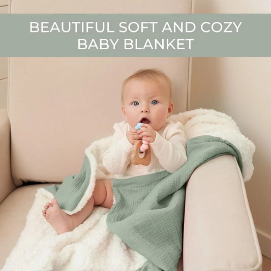 Soft Muslin Cotton Baby Blanket - Breathable and Lightweight Blanket Keeps Your Newborn Baby Girl or Boy Cozy and Warm - Perfectly Sized for Any Stroller or Car Seat