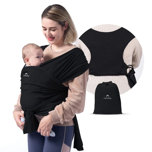 Baby Wrap Carrier, Easy to Wear Infant Carrier Slings, Lightweight Hands Free Baby Sling, Adjustable Baby Carriers for Newborn to Toddler 8-35 Lbs, Black