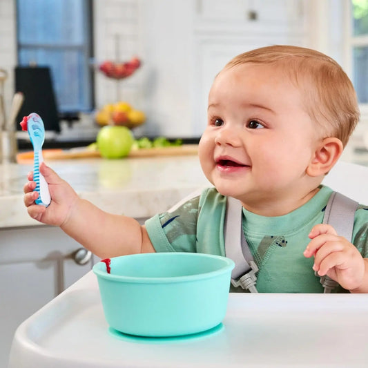 ® Gentle Dip™ Baby Spoons for Self Feeding and Baby Led Weaning, 3 Pack, Blue/Green