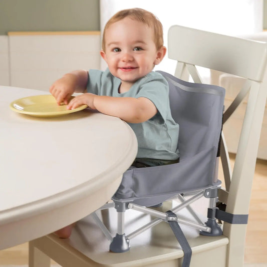Summer by  Pop 'N Sit Portable Booster Chair, Floor Seat, Indoor/Outdoor Use, Compact Fold, Grey, 6 Mos - 3 Yrs