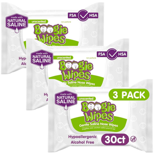 Saline Nose Wipes by , for Baby & Kids, Face, Hand & Body, FSA/HSA Eligible, Made with Vitamin E, Aloe, and Natural Saline, Unscented, 30 Count (Pack of 3)