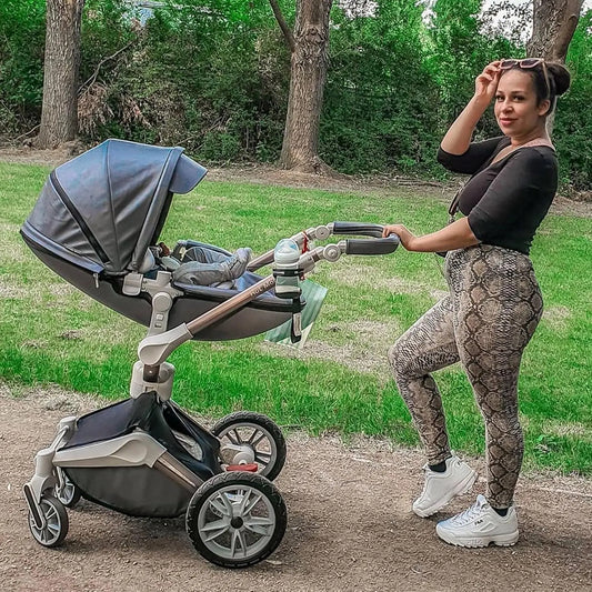 Baby Stroller 360 Rotation Function Pushchair Pram(Dark Grey)