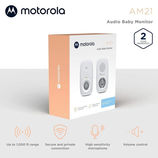AM21 Audio Baby Monitor - 1000Ft Range, Secure & Private Connection, High-Sensitivity Mic, Volume Control, Portable Parent Unit (Outlet or AAA Battery Powered (NOT Included))