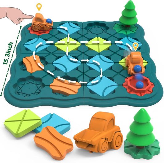 Kids Toys STEM Board Games - Logic Road Builder Brain Teasers Puzzles for 4 5 6 7 Year Old Boys Girls, Educational Montessori Xmas Gifts for Ages 4-8 Preschool Classroom Learning