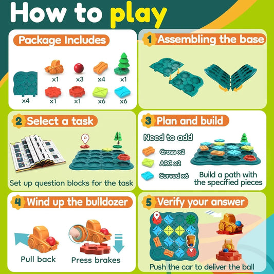 Kids Toys STEM Board Games - Logic Road Builder Brain Teasers Puzzles for 4 5 6 7 Year Old Boys Girls, Educational Montessori Xmas Gifts for Ages 4-8 Preschool Classroom Learning