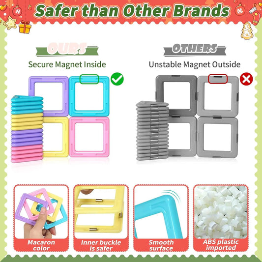 Toddler Girl Toys, Magnetic Tiles Basic Set, Birthday Gifts Ideas for Girls Age 3-5, Magnetic Building Blocks, Magnet STEM Montessori Toddler Kids Toys Gifts for 3 4 5 6 7 Year Old Girls