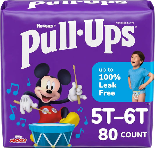 Boys' Potty Training Pants, 5T-6T (46+ Lbs), 80 Count (2 Packs of 40)