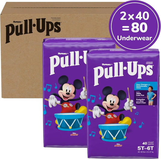 Boys' Potty Training Pants, 5T-6T (46+ Lbs), 80 Count (2 Packs of 40)