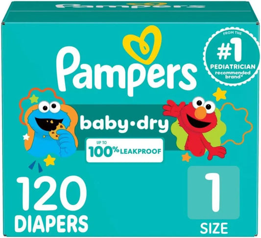 Diapers - Baby Dry - Size 1, 120 Count, Absorbent Disposable Infant Diaper (Packaging May Vary)