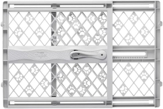 North States Paws Portable Pet Gate: 26-40" Wide. Pressure Mount. No Tools Needed. Made in USA. Dog Gate 23" Tall, Expandable, Durable Dog Gates for Doorways, Light Gray