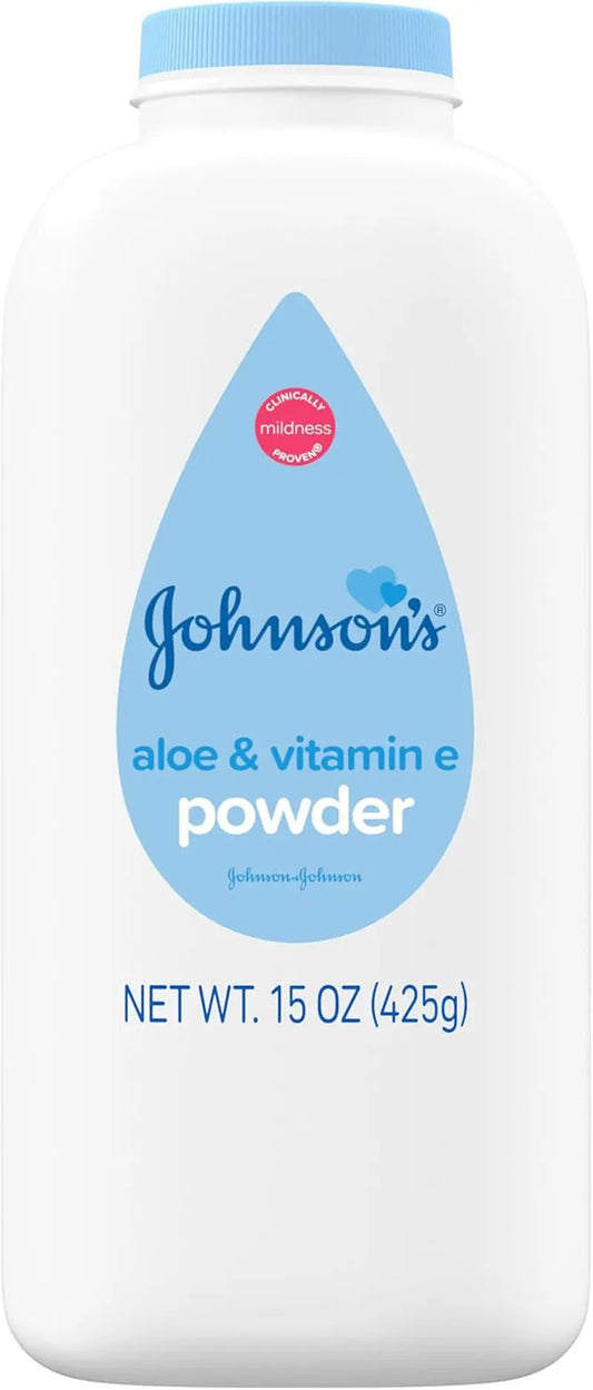 Powder, Naturally Derived Cornstarch with Aloe & Vitamin E for Delicate Skin, Hypoallergenic and Free of Parabens, Phthalates, and Dyes for Gentle Baby Skin Care, 15 Oz