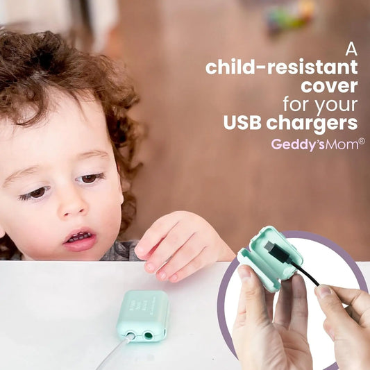 - Watch Your Mouth - the Award Winning USB Charger Child Safety Cover - Made in the USA - Baby Proofing Toddler Shock Prevention - 6 Pack (Dusty Aqua)