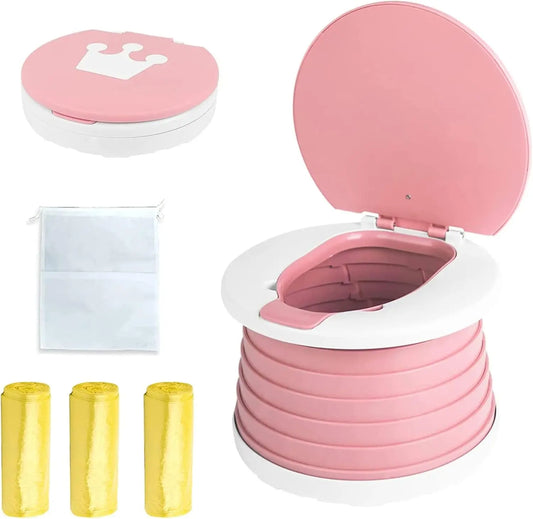 Travel Potty for Toddler, Portable and Foldable Toilet, Apply to Seat Emergency Toilet for Car, Camping, Outdoor, Indoor (Pink, Small)