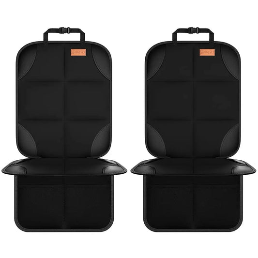 Car Seat Protector, 2Pack Seat Protector Protect Child Seats with Thickest Padding and Non-Slip Backing Mesh Pockets for Baby and Pet,Sedan SUV Truck (Black)