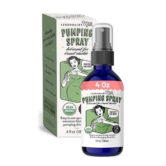 Pumping Spray 4 Oz., Helps Sore Nipples & Clogged Ducts, Organic Lubricant for Breast Shields and Flanges, Vegan Breast Pump Spray, Natural & Lanolin-Free, Made in USA