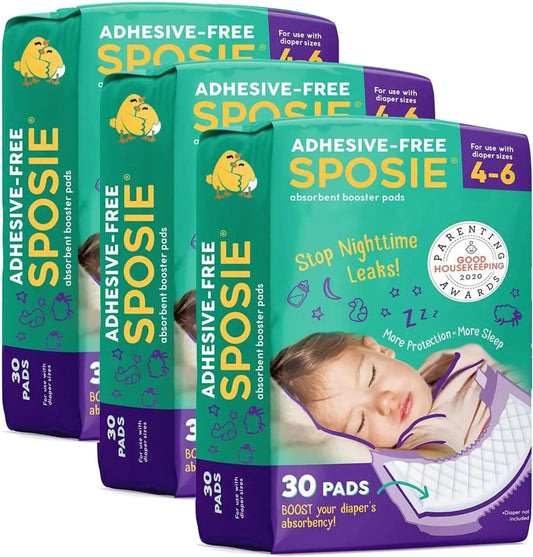 Booster Pads, Stop Overnight Diaper Leaks, Adhesive-Free for Easy Repositioning, Helps Reduce Nighttime Diaper Changes and Diaper Rash, Use with Sizes 4-6, 90 Ct.