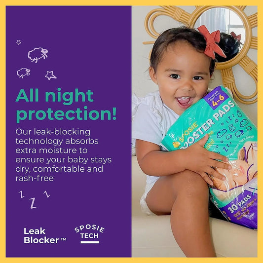 Booster Pads, Stop Overnight Diaper Leaks, Adhesive-Free for Easy Repositioning, Helps Reduce Nighttime Diaper Changes and Diaper Rash, Use with Sizes 4-6, 90 Ct.