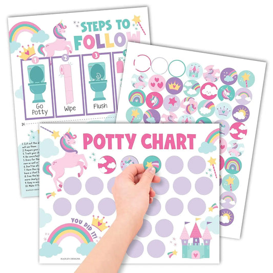 Unicorn Potty Training Chart for Toddler Girls - Potty Training Sticker Chart for Girls Potty, Sticker Chart for Kids Potty Training Reward Chart, Kids Reward Chart