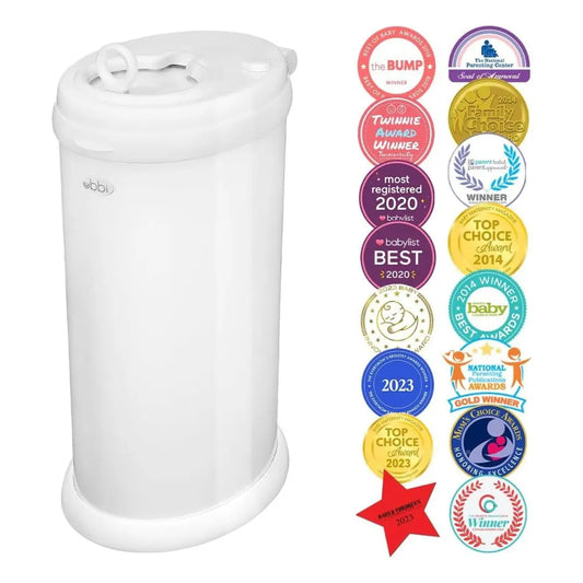 Steel Diaper Pail, Odor Locking, No Special Bag Required, Award-Winning, Registry Must-Have, White