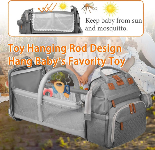 Baby Diaper Bags with Changing Station, Waterproof Diaper Bag Backpack for Moms Dads with USB Charging Port, Baby Shower Gifts, Large Capacity Diaper Backpack, Grey