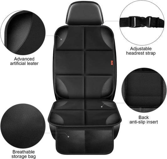 Car Seat Protector 1 Pack Car Seat Cushion Mat Thickest Padding,Waterproof 600D Fabric Car Seat Covers for Non-Slip Backing Mesh Pockets for Baby and Pet (1 Seat Protector)