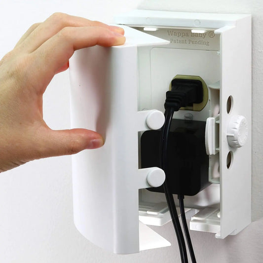 Baby Safety Outlet Cover BOX [Patent Pending] Double Lock for Much Better Toddler Proofing, Easier Operation, Simple 3 Step Install with Included Screws. Provides Extra Space inside for Plugs,Adapters