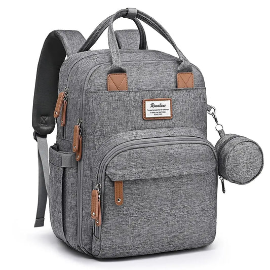 Diaper Bag Backpack, Multifunction Travel Pack Maternity Baby Changing Bags, Large Capacity, Waterproof, Gray